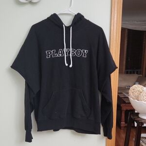 PLAYBOY Black Hoodie with White Accents